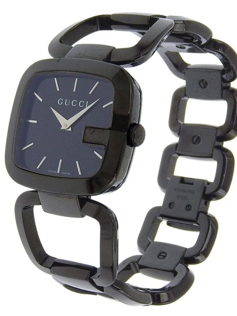 GUCCI G collection Watches 125.4 blackDial Stainless Steel Quartz Analog d...